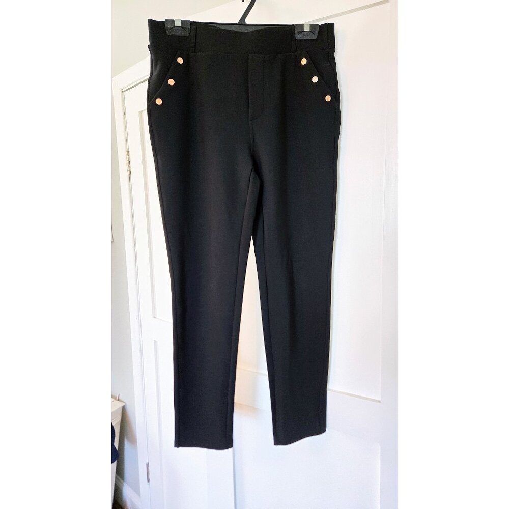 R. Sofia - Black Pants with Gold Button Pockets - Size M